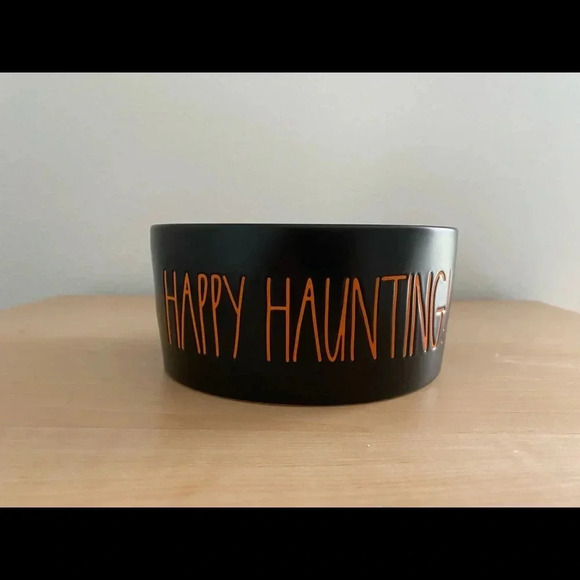 Rae Dunn BEWARE OF ME! Bowl Halloween Black Orange Pet Dog Bowl *New 6" x 2.75 - Picture 5 of 6